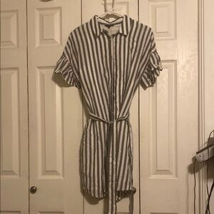 Striped Gray and White Women's Dress